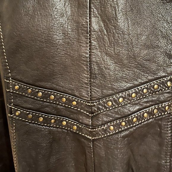 Women's Small Brown Leather with Copper Rivets Jacket by Hidesign - Picture 4 of 9